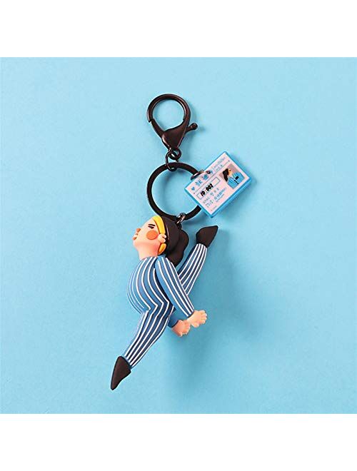 JZYZSNLB Keychain Car Accessories Cute Cartoon Fur Ball Keyring Keychain Women Bag Phone Pendant Toy (Color : White)