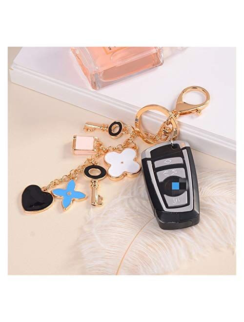lliang Keychain Good Luck Clover Keychains Fashion Brands Key Chain Flower Keyrings Metal Key Ring Women Bag Charm Pendant Car Accessories (Color : Multicolor)
