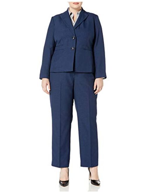 Le Suit Women's Plus Size Two Button Navy Pant Suit