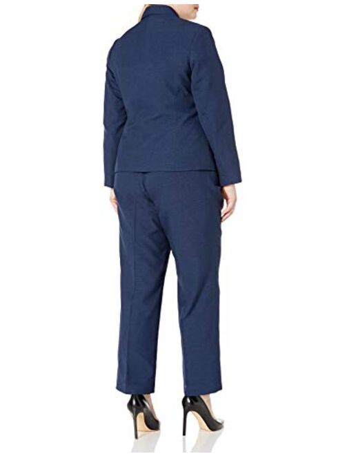 Le Suit Women's Plus Size Two Button Navy Pant Suit