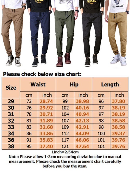 Men Hip Hop Tapered Cargo Jogger Pants Trousers Elastic Waist Jogging Sweatpants Casual Slim Fit Workwear Stretch Chino Pant