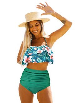 Telaura High Waist Flounce Bikini Set Women
Ruffle Swimsuit Beachwear