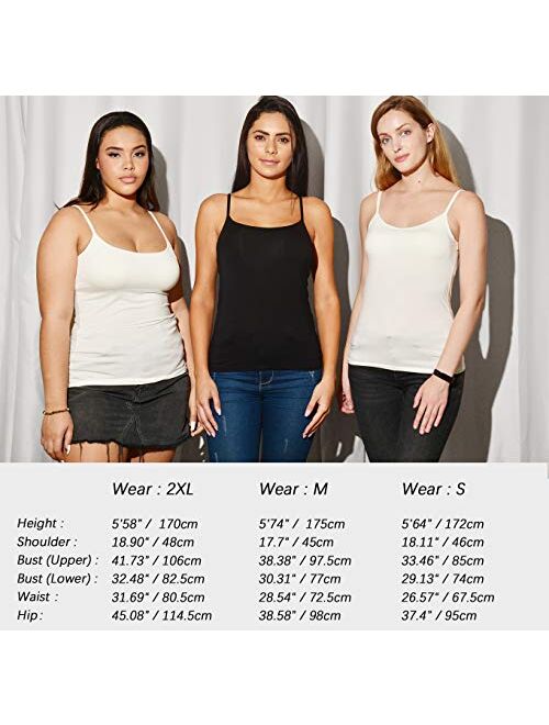 Womens Tank Tops Adjustable Strap Camisole with Built in Padded Bra Vest Sleeveless Layer Top 3 Packs