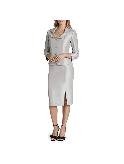Tahari ASL Women's Double Collar Single Breasted Jacket and Skirt Set