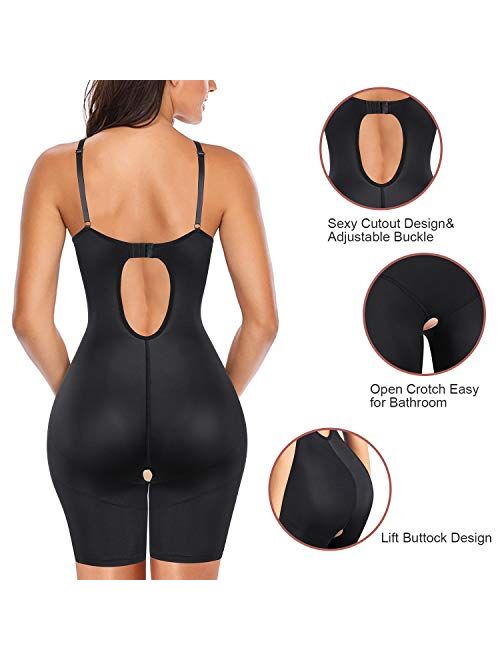 Irisnaya Women Shapewear Bodysuit Tummy Control Body Shaper Spaghetti Strap Bra Top Bodycon Romper Butt lifter Short Jumpsuit