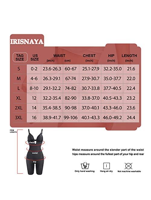 Irisnaya Women Shapewear Bodysuit Tummy Control Body Shaper Spaghetti Strap Bra Top Bodycon Romper Butt lifter Short Jumpsuit