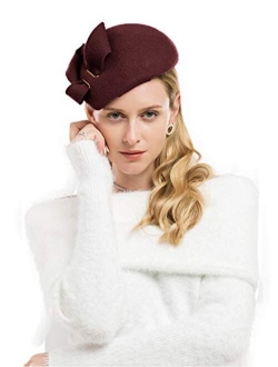 Women Wool Derby Hat for Women Pillbox Hat Wedding Hats Felt Bowknot Fascinators