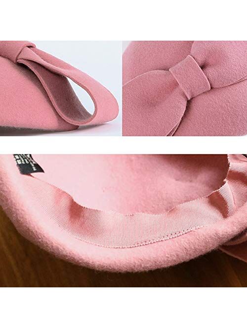 F FADVES Wool Felt Fascinator Winter Women Pillbox Hat Bowknot Kentucky Derby Fedoras