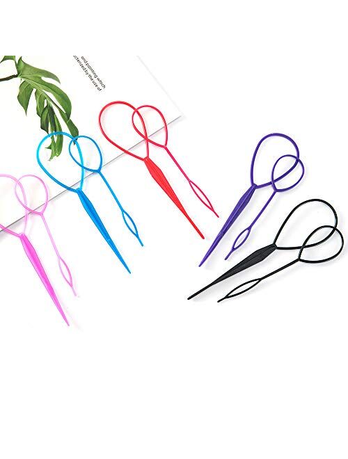 iFlyMars 5 Pairs hair accessories for women, Hair Braid Accessories Ponytail Maker, French Braid Tool Topsy Tail Loop Hair Kit