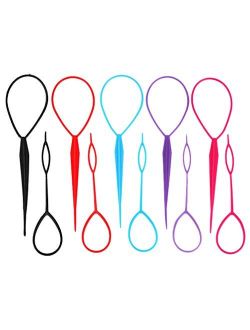 Hair Braid Accessories Ponytail Maker, 5 Pairs Plastic Topsy Hair Tail Tools French Braid Accessories Loop Hair Kit for Hair Styling