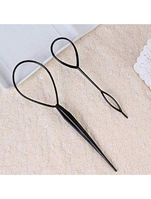 Love shops— 1 Pieces Plastic Magic Topsy Tail Hair Braid Ponytail Styling Maker Clip Tool Hair Styling Accessories (black)