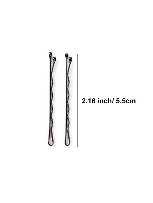 Hair Bobby Pins Black/Brown/Blonde with Cute Case, 200 CT Bobby Pins for Buns, Premium Hair Pins for Kids, Girls and Women, Great for All Hair Types, 2.16 Inches (Black)