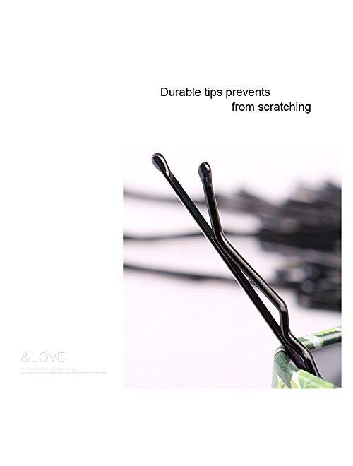 Hair Bobby Pins Black/Brown/Blonde with Cute Case, 200 CT Bobby Pins for Buns, Premium Hair Pins for Kids, Girls and Women, Great for All Hair Types, 2.16 Inches (Black)