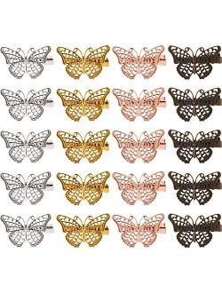 20 Pack Gold Silver Bronze Retro 90S Fancy Metal Butterfly Hair Clips Mini Small Claw Hairclips Alligator Barrettes Clamps Head Accessories Hair Styling Bows for Kids Tee