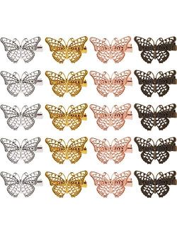 20 Pack Gold Silver Bronze Retro 90S Fancy Metal Butterfly Hair Clips Mini Small Claw Hairclips Alligator Barrettes Clamps Head Accessories Hair Styling Bows for Kids Tee