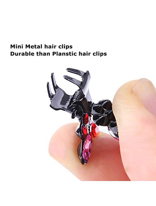 ANBALA Hair Claw Clips, 65pcs Mini Hair Clips No-Slip Grip Jaw Clips Glitter Teeth Clips Rhinestone Hair Clips Metal Clamps Mix Colored Butterfly Hair Accessories for Wom