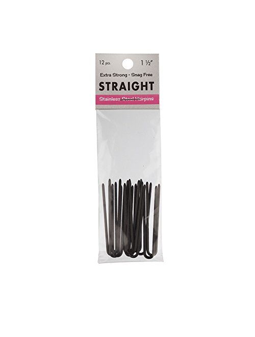 Marilyn Faye's U-Shaped Straight Hair Pins (Set of 12) (3 inch, Black)