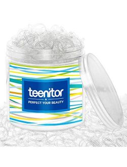Clear Elastic Hair Bands, Teenitor 2000pcs Mini Hair Rubber Bands with a Box, Soft Hair Elastics Ties Bands 2mm in Width and 30mm in Length