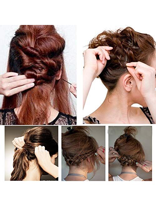 200pcs U Shaped Hair Pins Black/Brown/Blonde with Cute Case, Hairpins for Buns, Premium Bobby Pins for Kids, Girls and Women, Great for All Hair Types(2.4 & 2 Inch) (Brow