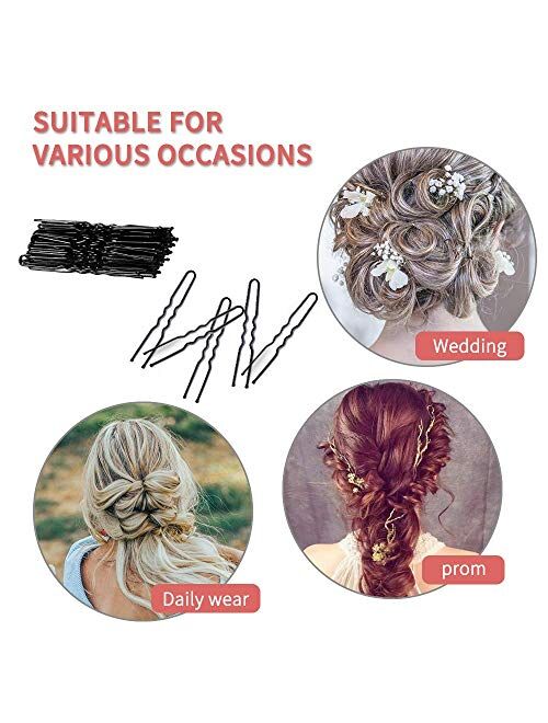 130 Pack U Shaped Hair Pins,Hairdressing Salon Bobby Pins Bun Hair Pins,,Wedding Bridal Black Metal Hair Pins(6cm/2.4Inches)