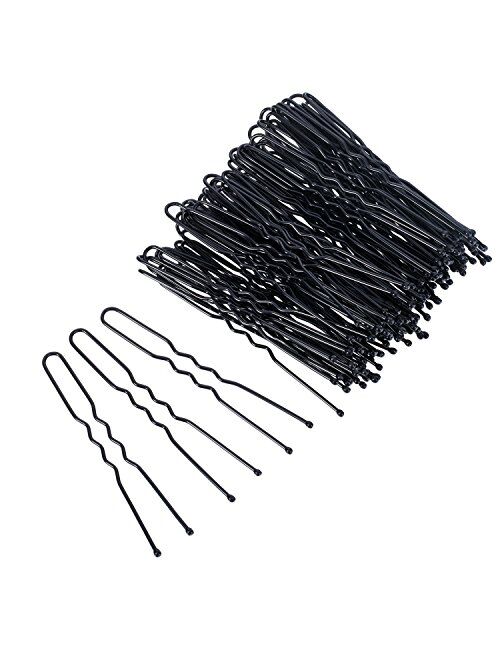 100 Pack of Bun Hair Pins U Shaped Pins with Box and Storage Bag, Black Hair Pins (6 cm)