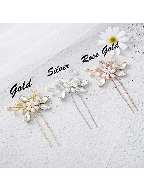Jakawin Bride Wedding Pearl Hair Pins Bridal Hair Accessories Silver Hair Piece for Women and Girls HP065 (Silver)