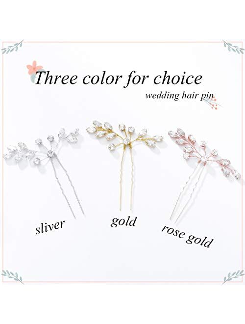 Unicra Bride Wedding Crystal Hair Pins Bridal Rhinestone Hair Pieces Wedding Hair Accessories for Women and Girls (Pack of 2)(Rose Gold)