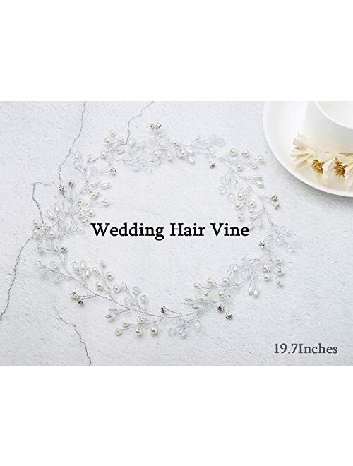 Artio Bride Wedding Hair Vine Accessory Beaded Hair Piece Bridal Headpiece for Bride HV-580