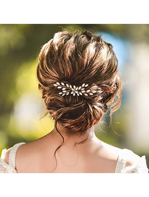 Unicra Bride Wedding Crystal Hair Pins Bridal Hair Pieces Wedding Hair Accessories for Women and Girls (Rose Gold)