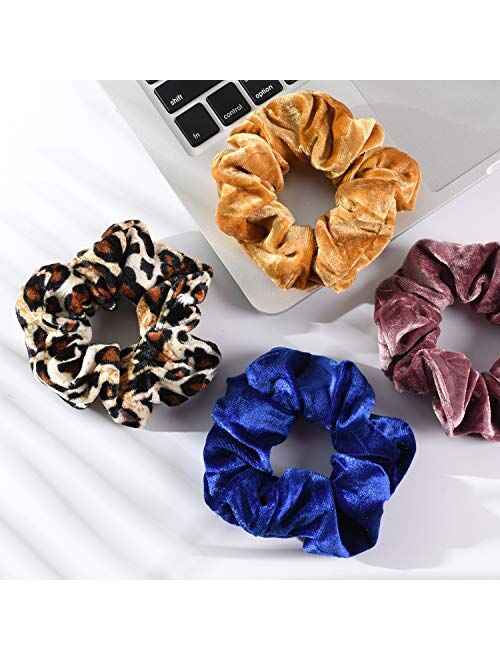 60 Pcs Premium Velvet Hair Scrunchies Hair Bands for Women or Girls Hair Accessories with Gift Bag,Great Gift for Holiday Seasons