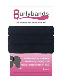 Burlybands Large Hair Ties for Thick Heavy or Curly Hair. No Slip No Damage Seamless Ponytail Holders Scrunchies Sports Thick Hair Ties (Brown 8 Pcs)