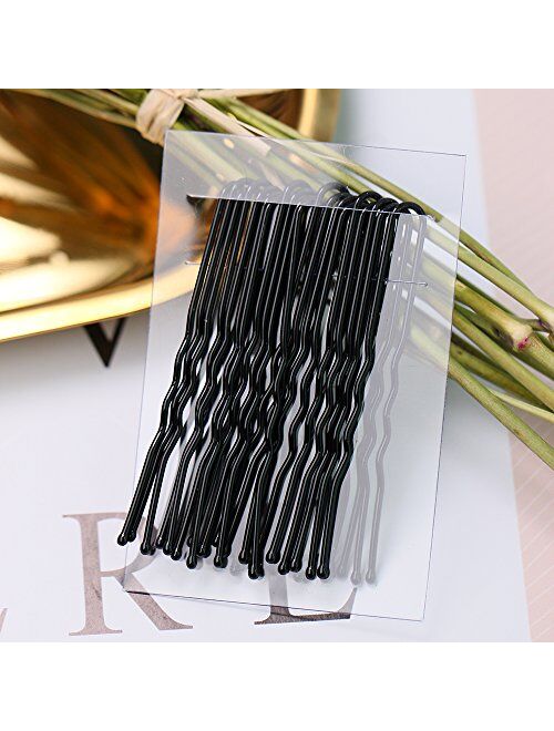 Wenobby 40 Black Bobby Pins,Hair Pins - For Buns Updo Ponytail Roller Curl Styling - 2.8 Inch