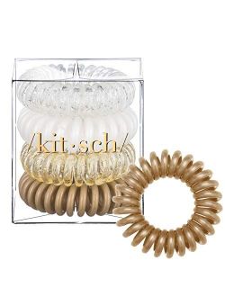 Kitsch Spiral Hair Ties, Coil Hair Ties, Phone Cord Hair Ties, Hair Coils - 4 Pcs, Blonde