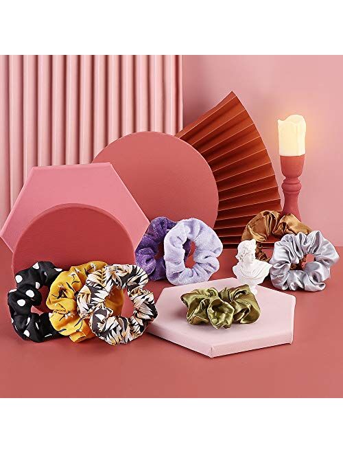 65Pcs Hair Scrunchies Velvet,Chiffon and Satin Elastic Hair Bands Scrunchie Bobbles Soft Hair Ties Ropes Ponytail Holder Hair Accessories,Great Gift for halloween Thanksg