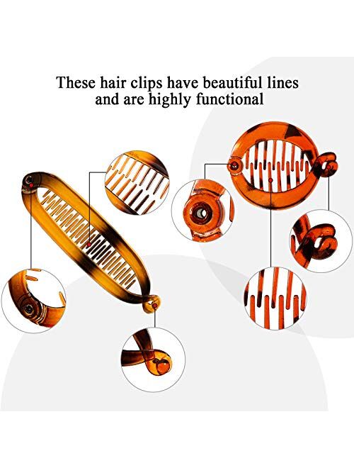 9 Pieces French Banana Clip Hair Comb Fishtail Hair Clip Comb and Round Banana Clips Flexible Ponytail Holder Interlocking Hair Styling Accessories for Women