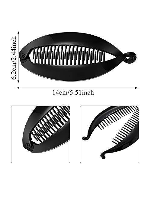 6 Pieces 5.5 Inch Big Banana Hair Clips Clincher Rounded Edges Hair Comb Claws Hair Comb Fish Shape Grips Clamp Hair Accessories for Women Girls (Black and Coffee)