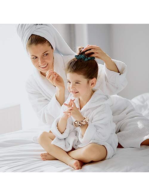 LilySilk 100% Silk Scrunchies for Hair Coffee 19 Momme Pure Mulberry Silk Hair Ties Ropes for Women Girls Elasctic Soft