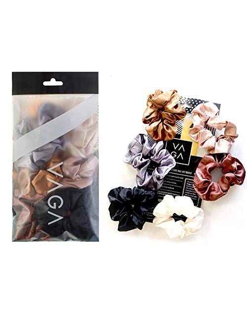 VAGA Cute Scrunchies For Hair 6 Colors Set, Our Hair Scrunchies Hair Elastics Ponytail Holder Pack of scrubchies are Softer Then Hair Ties, A Satin Scrunchie sruchies, Do