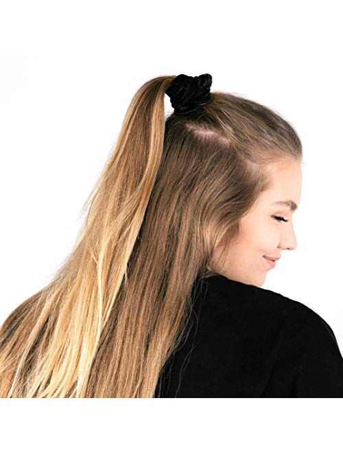 HARLOW Designer Velvet Scrunchies for hair, Big Scrunchies Velvet Packs for VSCO stuff, Hair Scrunchies - 6 Pack (Black)