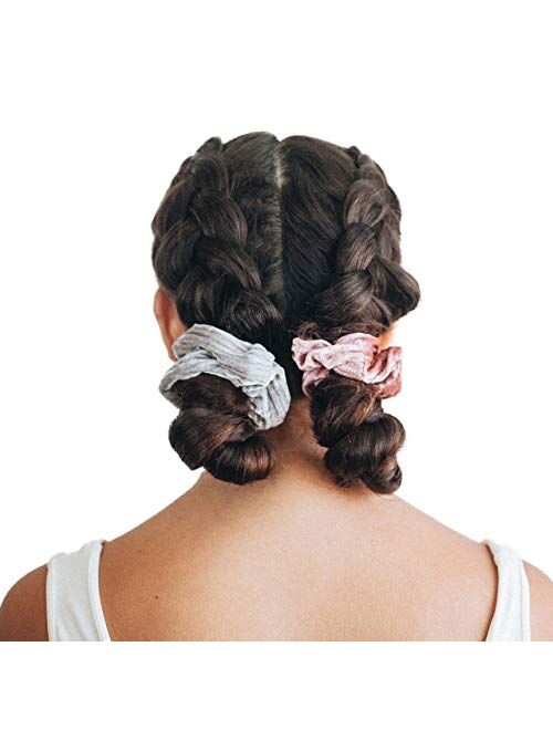 Kitsch Velvet Scrunchies for Hair, Hair Scrunchies for Women, Scrunchy Hair Bands, 5 Pack (Blush/Mauve)
