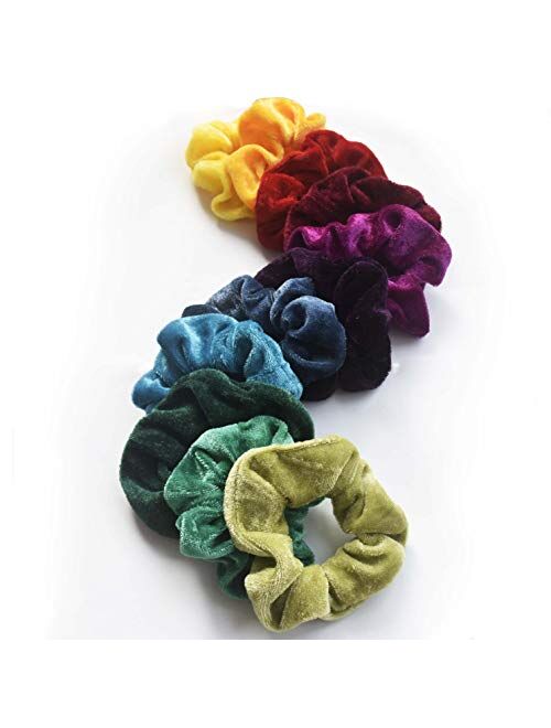 Mcupper 54Pcs Hair Scrunchies Velvet Elastic Hair Bands Scrunchy Hair Ties Ropes Scrunchie for Women Girls Hair Accessories - 54 Assorted Colors Scrunchies