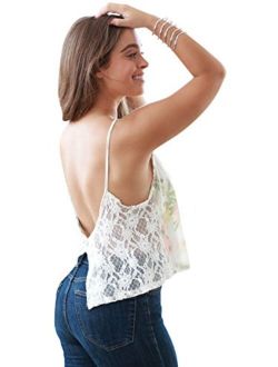 Social Butterfly House Women's Coming Up Roses Lace Crop Top
