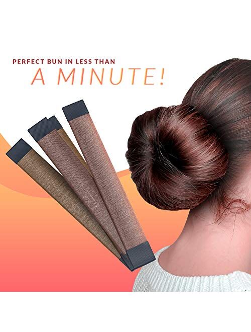 Hair Bun Maker French Twist Hair Fold Wrap Snap by Andlane (1 Brown, 1 Light Brown)