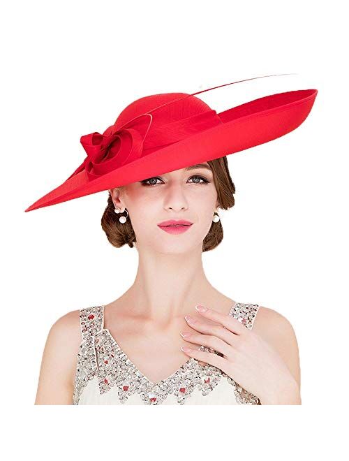 F FADVES Royal Ladies Sinamay Weddings Hats Fascinators Big Brim Kentucky Derby Church Fedoras Hat