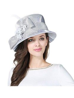 Womens Dress Satin Church Derby Cloche Hat Party Wedding Dressy Bucket Hat
