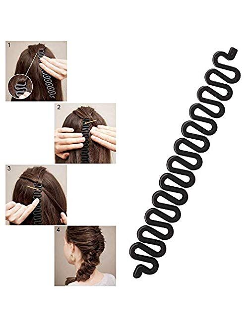 19 Pcs Hair Braiding Tool, DIY Hair Styling Tool Kit Updo Ponytail Maker Accessories Topsy Hair Braid Kit