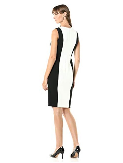 Calvin Klein Women's Sleeveless Sheath with Center Color Block Panel Dress