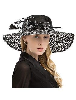 Women Dress Sinamay Derby Church Garden Party Wedding Dressy Wide Brim Hat