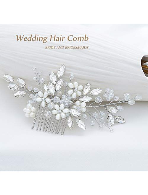 Jakawin Bride Wedding Hair Comb Flower Girls Bridal Hair Accessories Hair Piece for Women and Girls HC034