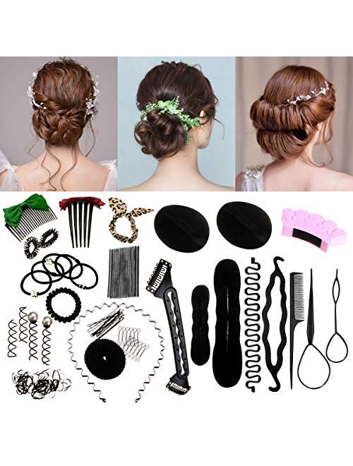 45PCS Hair Design Styling Accessory Hairpins Clip Donut Tool Kit Hairdresser Kit Magic Hair Clip Styling DIY